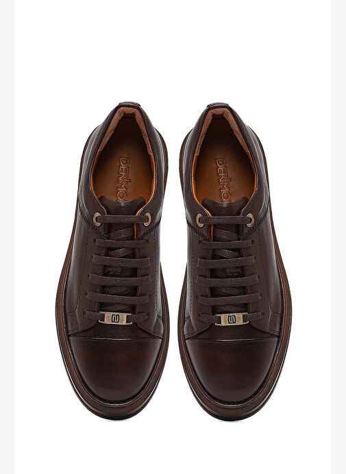 Erkek Kahverengi Bağcıklı Deri Sneaker 25WFD654318 - Görsel 8