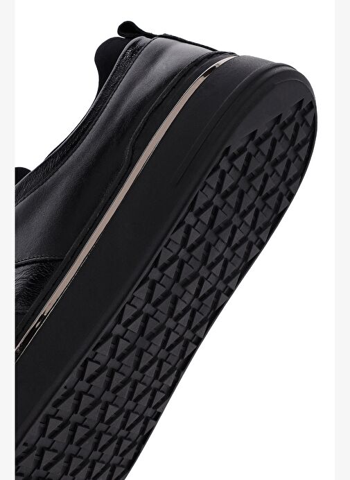 Erkek Siyah Deri Sneaker 25WFD654514 - Görsel 9