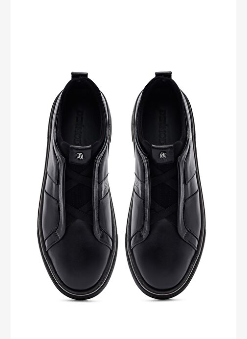 Erkek Siyah Deri Sneaker 25WFD654514 - Görsel 8