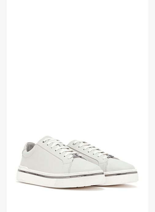 Erkek Beyaz Bağcıklı Deri Sneaker 25WFD654618 - Görsel 4