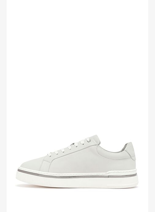 Erkek Beyaz Bağcıklı Deri Sneaker 25WFD654618 - Görsel 3