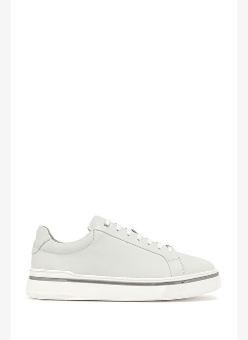 Erkek Beyaz Bağcıklı Deri Sneaker 25WFD654618 - Görsel 2
