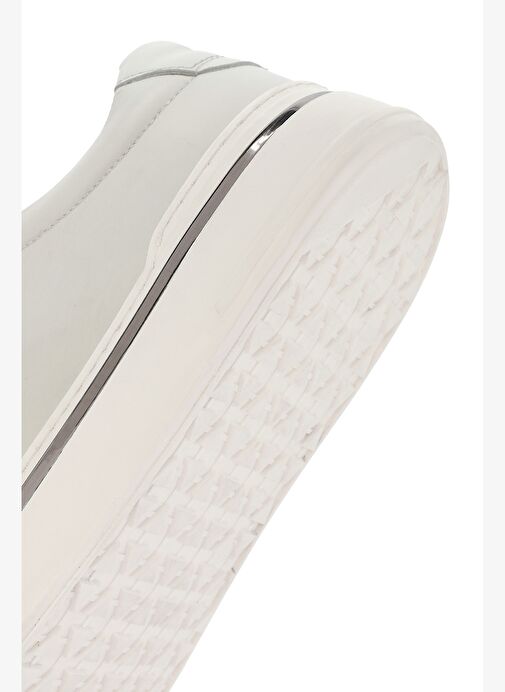 Erkek Beyaz Bağcıklı Deri Sneaker 25WFD654618 - Görsel 9