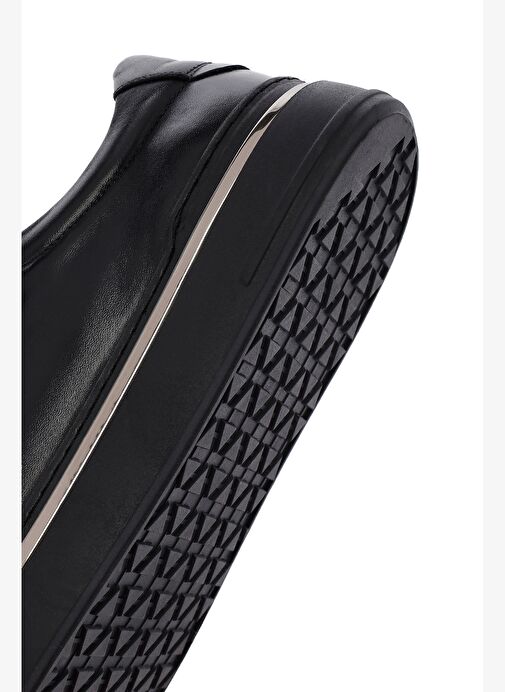 Erkek Siyah Bağcıklı Deri Sneaker 25WFD654618 - Görsel 9