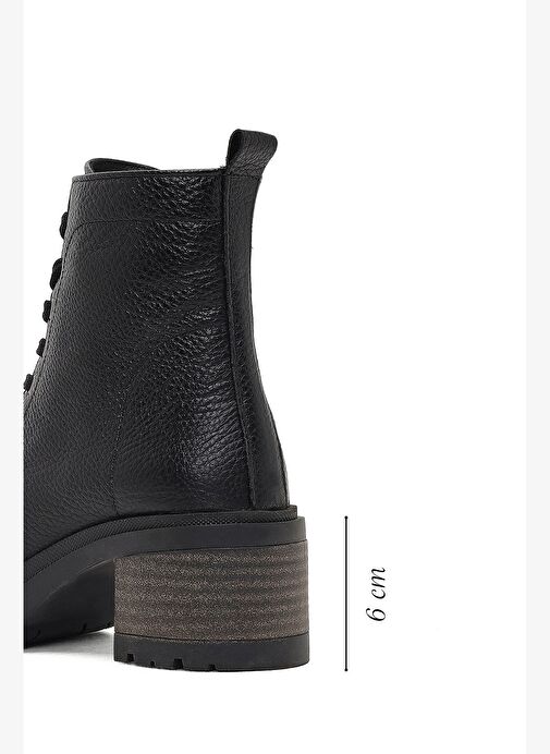 Kadın Siyah Fermuarlı Kalın Topuklu Deri Postal Bot 25WFD3403FT - Görsel 3