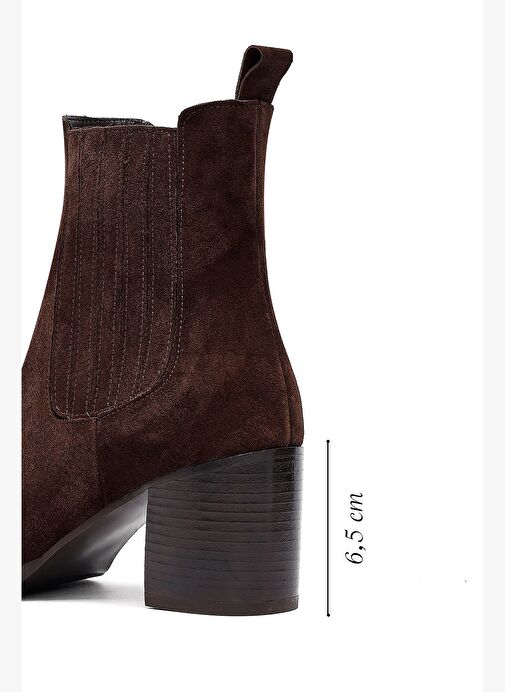 Kadın Kahverengi Kalın Topuklu Süet Deri Chelsea Bot 25WFD183310 - Görsel 3