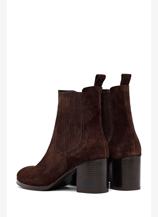 Kadın Kahverengi Kalın Topuklu Süet Deri Chelsea Bot 25WFD183310 - Görsel 8