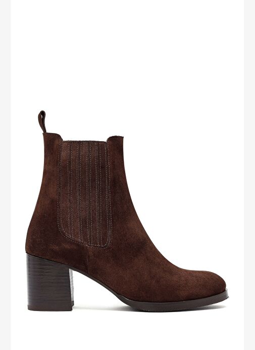 Kadın Kahverengi Kalın Topuklu Süet Deri Chelsea Bot 25WFD183310 - Görsel 2