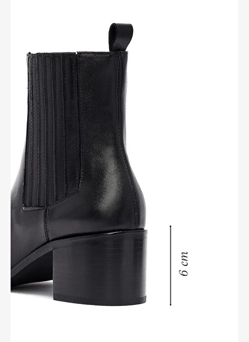 Kadın Siyah Kalın Topuklu Deri Chelsea Bot 25WFD188218 - Görsel 3