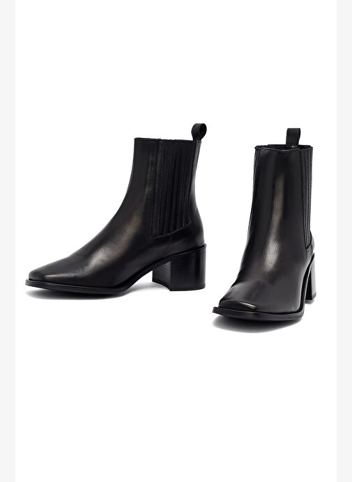 Kadın Siyah Kalın Topuklu Deri Chelsea Bot 25WFD188218 - Görsel 4