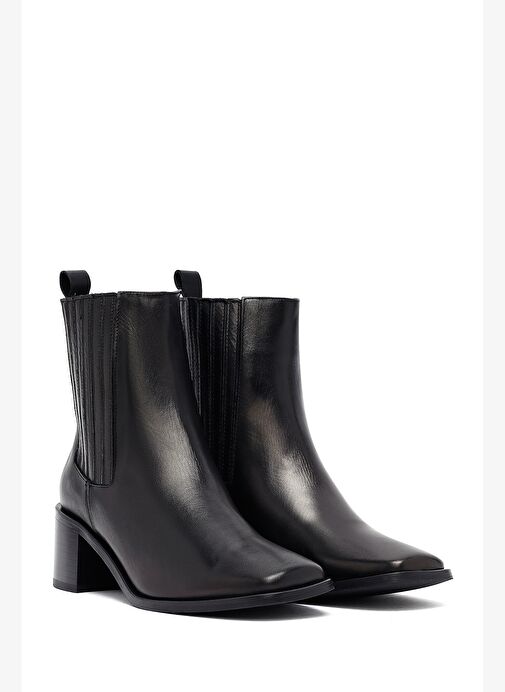 Kadın Siyah Kalın Topuklu Deri Chelsea Bot 25WFD188218 - Görsel 6