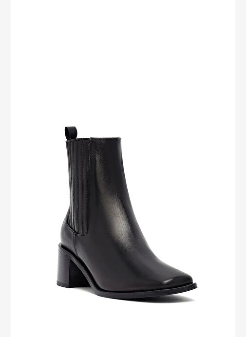 Kadın Siyah Kalın Topuklu Deri Chelsea Bot 25WFD188218 - Görsel 9