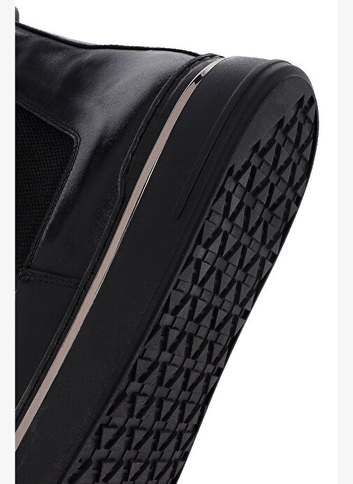 Erkek Siyah Kalın Tabanlı Deri Chelsea Bot 25WFD654718 - Görsel 9