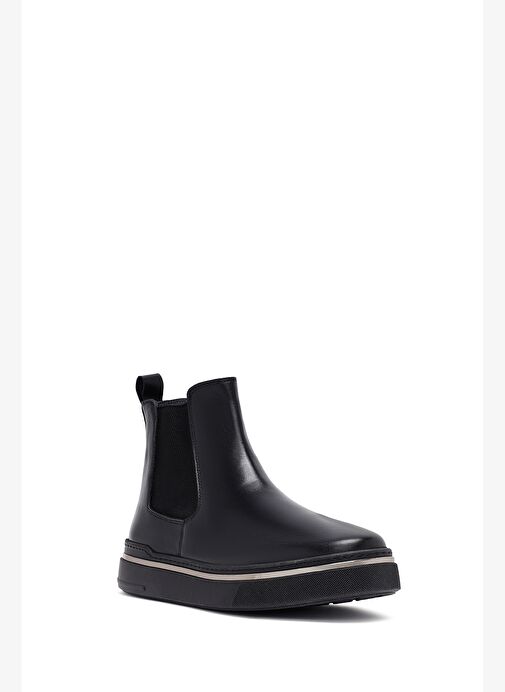 Erkek Siyah Kalın Tabanlı Deri Chelsea Bot 25WFD654718 - Görsel 8