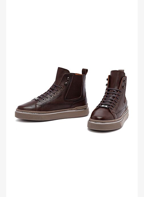 Erkek Kahverengi Bağcıklı Deri Spor Bot 25WFD6548FT - Görsel 4