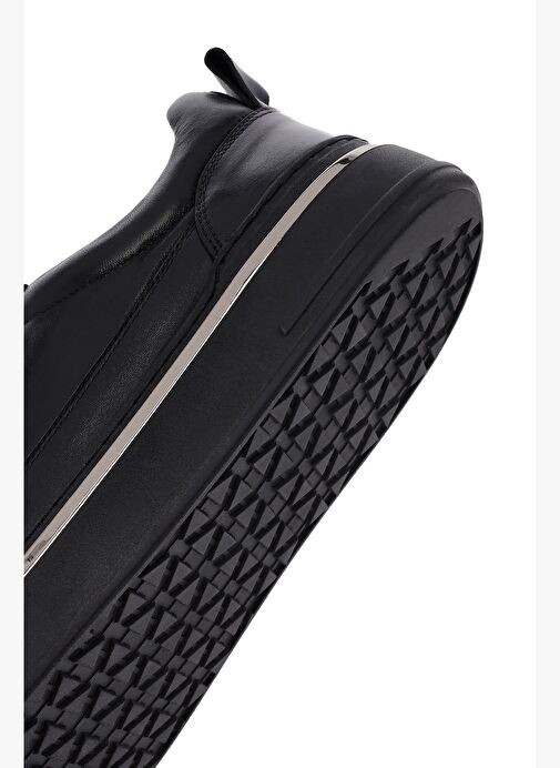 Erkek Siyah Bağcıklı Deri Sneaker 25WFD654918 - Görsel 9