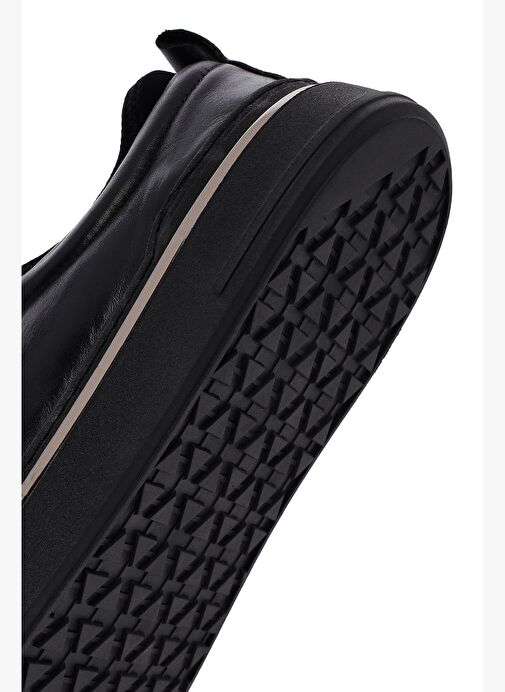 Erkek Siyah Bağcıklı Kalın Tabanlı Deri Sneaker 25WFD655018 - Görsel 9