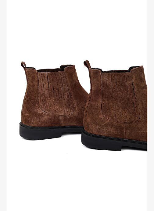 Erkek Kahverengi Süet Deri Chelsea Bot 25WFD702110 - Görsel 9