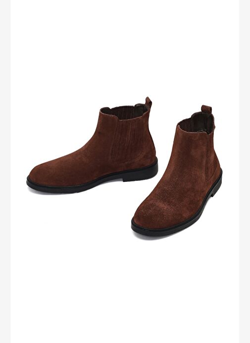 Erkek Kahverengi Süet Deri Chelsea Bot 25WFD702110 - Görsel 4
