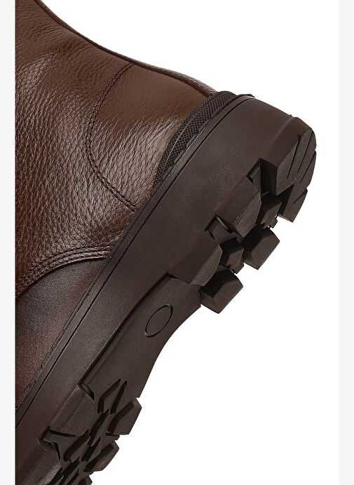 Erkek Kahverengi Bağcıklı Fermuarlı Deri Casual Bot 25WFD681114 - Görsel 9