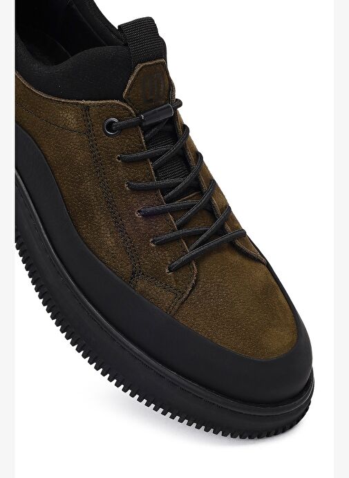 Erkek Haki Bağcıklı Nubuk Deri Sneaker 25WFD6761V3 - Görsel 9