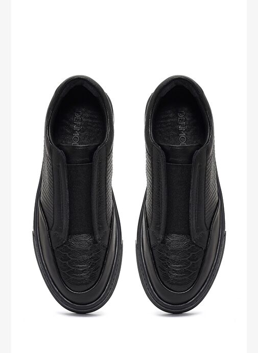 Erkek Siyah Deri Sneaker 25WFD805318 - Görsel 8