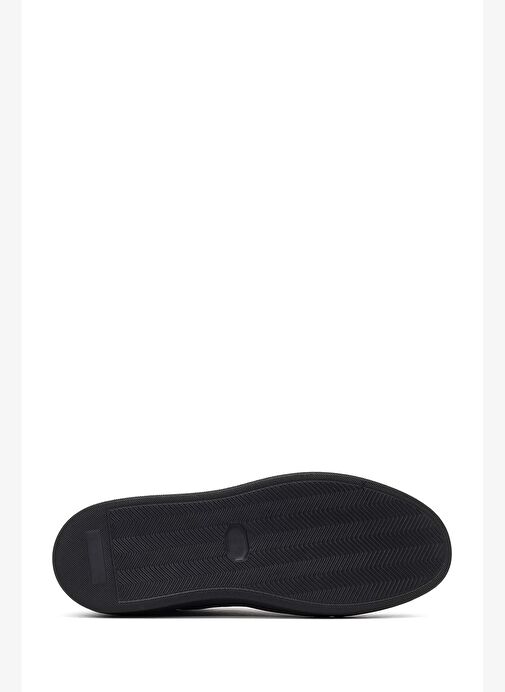 Erkek Siyah Bağcıklı Kalın Tabanlı Deri Sneaker 25WFD707218 - Görsel 4