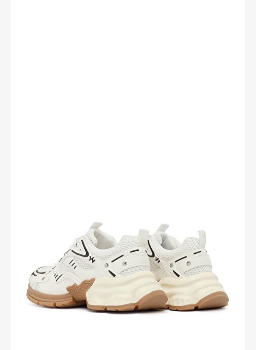Kadın Beyaz Bağcıklı Kalın Tabanlı Sneaker 25AFD430414 - Görsel 6