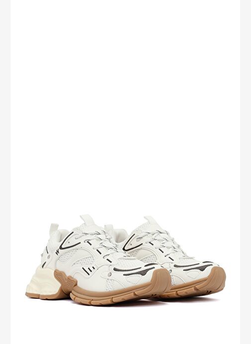 Kadın Beyaz Bağcıklı Kalın Tabanlı Sneaker 25AFD430414 - Görsel 4