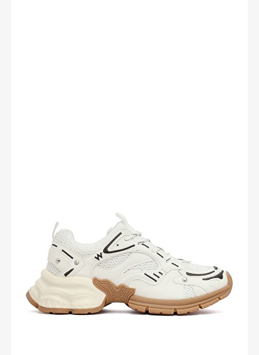 Kadın Beyaz Bağcıklı Kalın Tabanlı Sneaker 25AFD430414 - Görsel 2