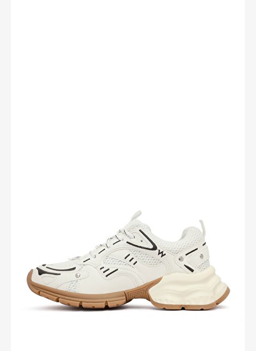 Kadın Beyaz Bağcıklı Kalın Tabanlı Sneaker 25AFD430414 - Görsel 3