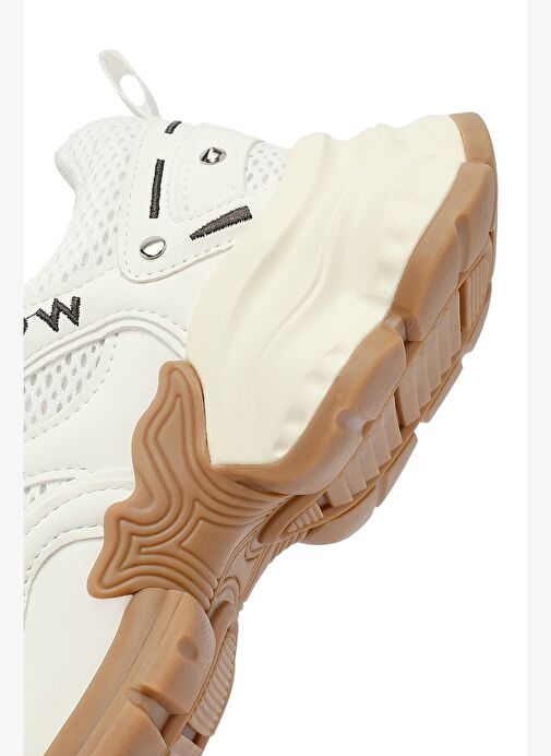 Kadın Beyaz Bağcıklı Kalın Tabanlı Sneaker 25AFD430414 - Görsel 9