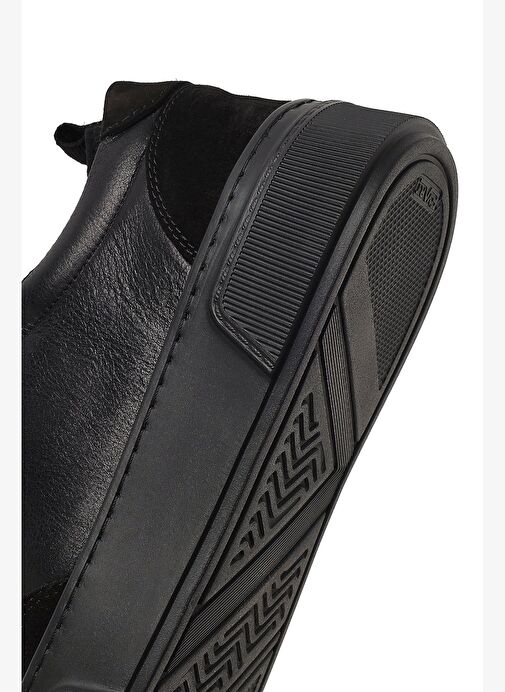 Erkek Siyah Bağcıklı Kalın Tabanlı Deri Sneaker 25WFD826014 - Görsel 9