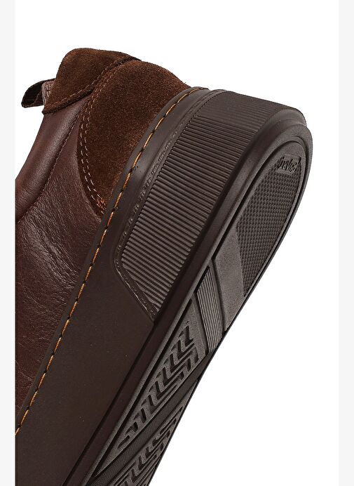 Erkek Kahverengi Bağcıklı Kalın Tabanlı Deri Sneaker 25WFD826014 - Görsel 9