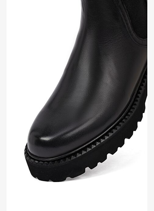 Erkek Siyah Kalın Tabanlı Deri Chelsea Bot 25WFD828018 - Görsel 9