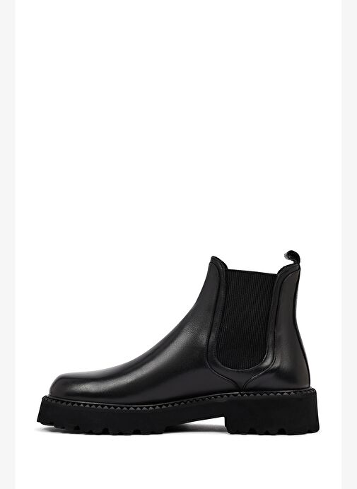 Erkek Siyah Kalın Tabanlı Deri Chelsea Bot 25WFD828018 - Görsel 3