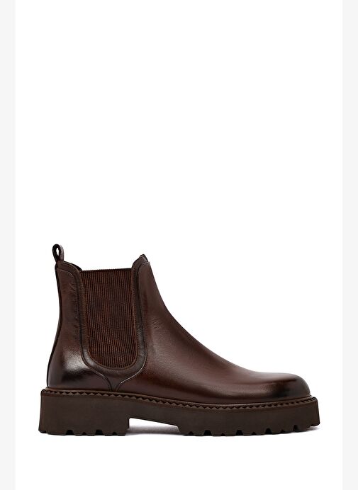 Erkek Kahverengi Kalın Tabanlı Deri Chelsea Bot 25WFD828018 - Görsel 2