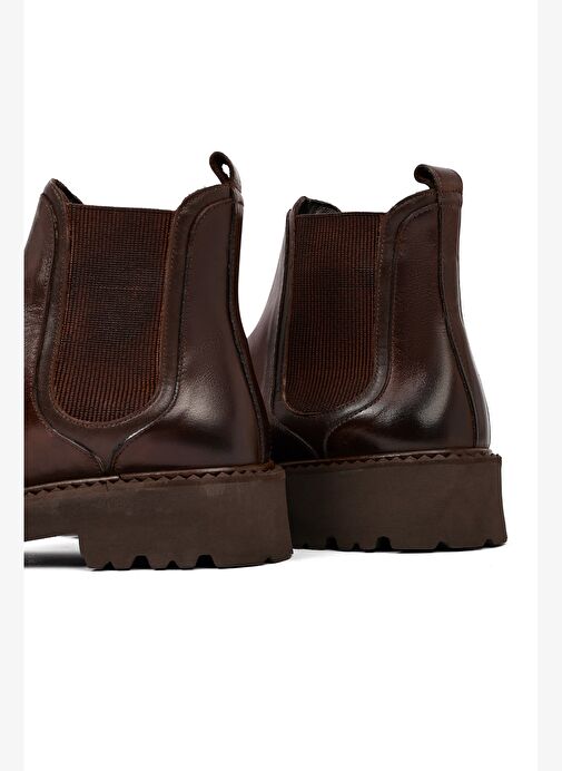 Erkek Kahverengi Kalın Tabanlı Deri Chelsea Bot 25WFD828018 - Görsel 9