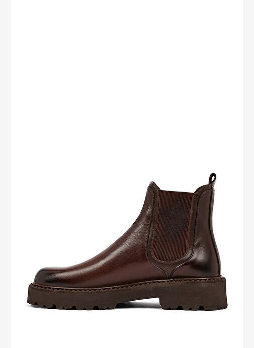 Erkek Kahverengi Kalın Tabanlı Deri Chelsea Bot 25WFD828018 - Görsel 2