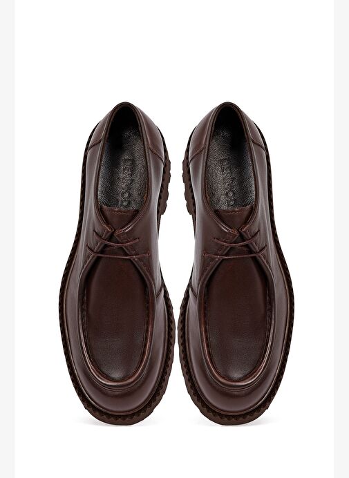 Erkek Kahverengi Bağcıklı Kalın Tabanlı Deri Casual Ayakkabı 25WFD828118 - Görsel 8