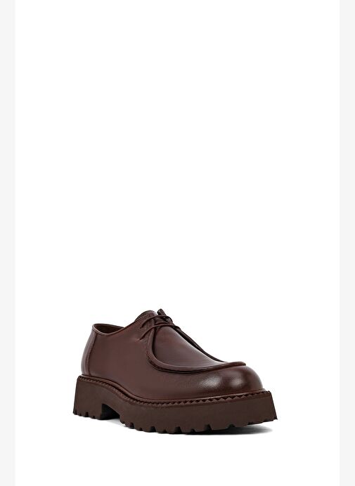 Erkek Kahverengi Bağcıklı Kalın Tabanlı Deri Casual Ayakkabı 25WFD828118 - Görsel 7