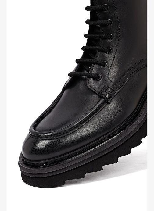 Erkek Siyah Fermuarlı Kalın Tabanlı Deri Bot 25WFD828318 - Görsel 9