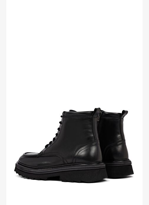 Erkek Siyah Fermuarlı Kalın Tabanlı Deri Bot 25WFD828318 - Görsel 7