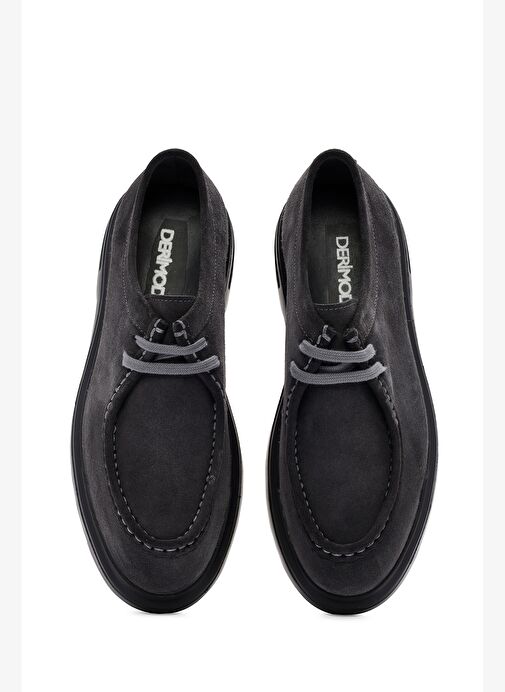 Erkek Gri Bağcıklı Süet Deri Casual Ayakkabı 25WFD631710 - Görsel 8