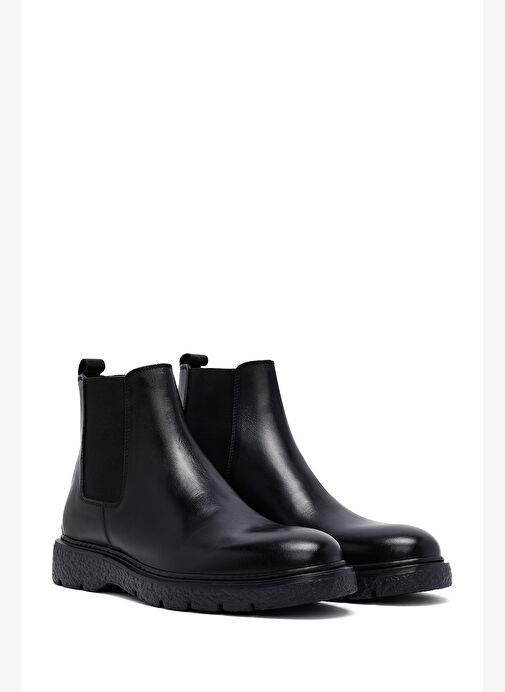 Erkek Siyah Deri Chelsea Bot 25WFD632718 - Görsel 5