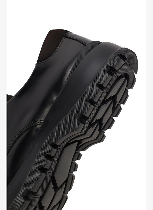 Erkek Siyah Bağcıklı Kalın Tabanlı Deri Casual Ayakkabı 25WFD632022 - Görsel 9