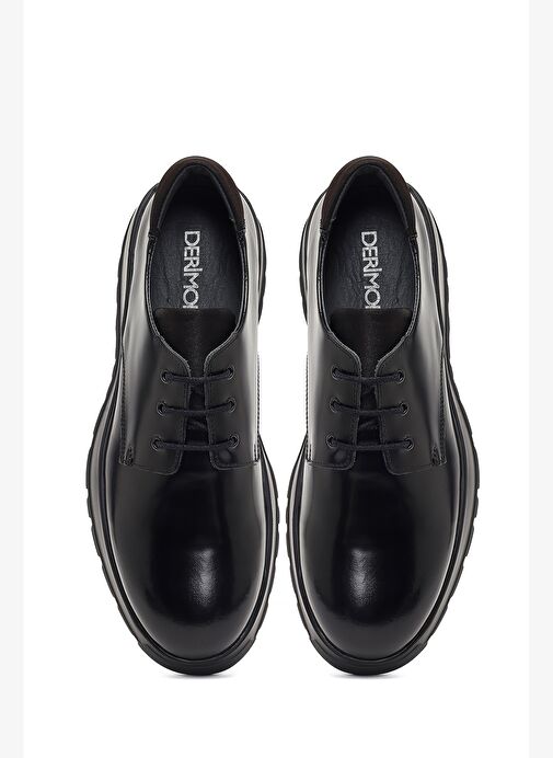 Erkek Siyah Bağcıklı Kalın Tabanlı Deri Casual Ayakkabı 25WFD632022 - Görsel 8