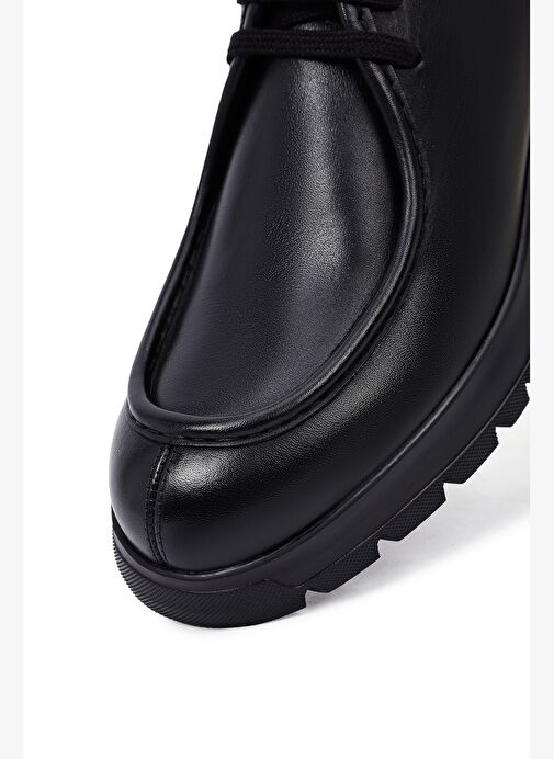 Erkek Siyah Bağcıklı Kalın Tabanlı Deri Casual Ayakkabı 25WFD632418 - Görsel 9