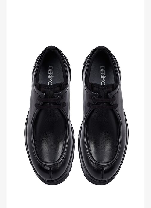 Erkek Siyah Bağcıklı Kalın Tabanlı Deri Casual Ayakkabı 25WFD632418 - Görsel 8