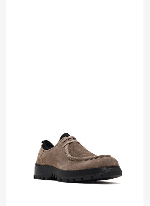 Erkek Vizon Bağcıklı Kalın Tabanlı Süet Deri Casual Ayakkabı 25WFD632410 - Görsel 7